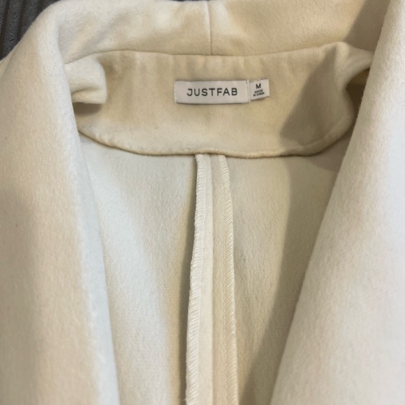 JustFab Cream Double-Breasted Coat - Picture 4 of 7